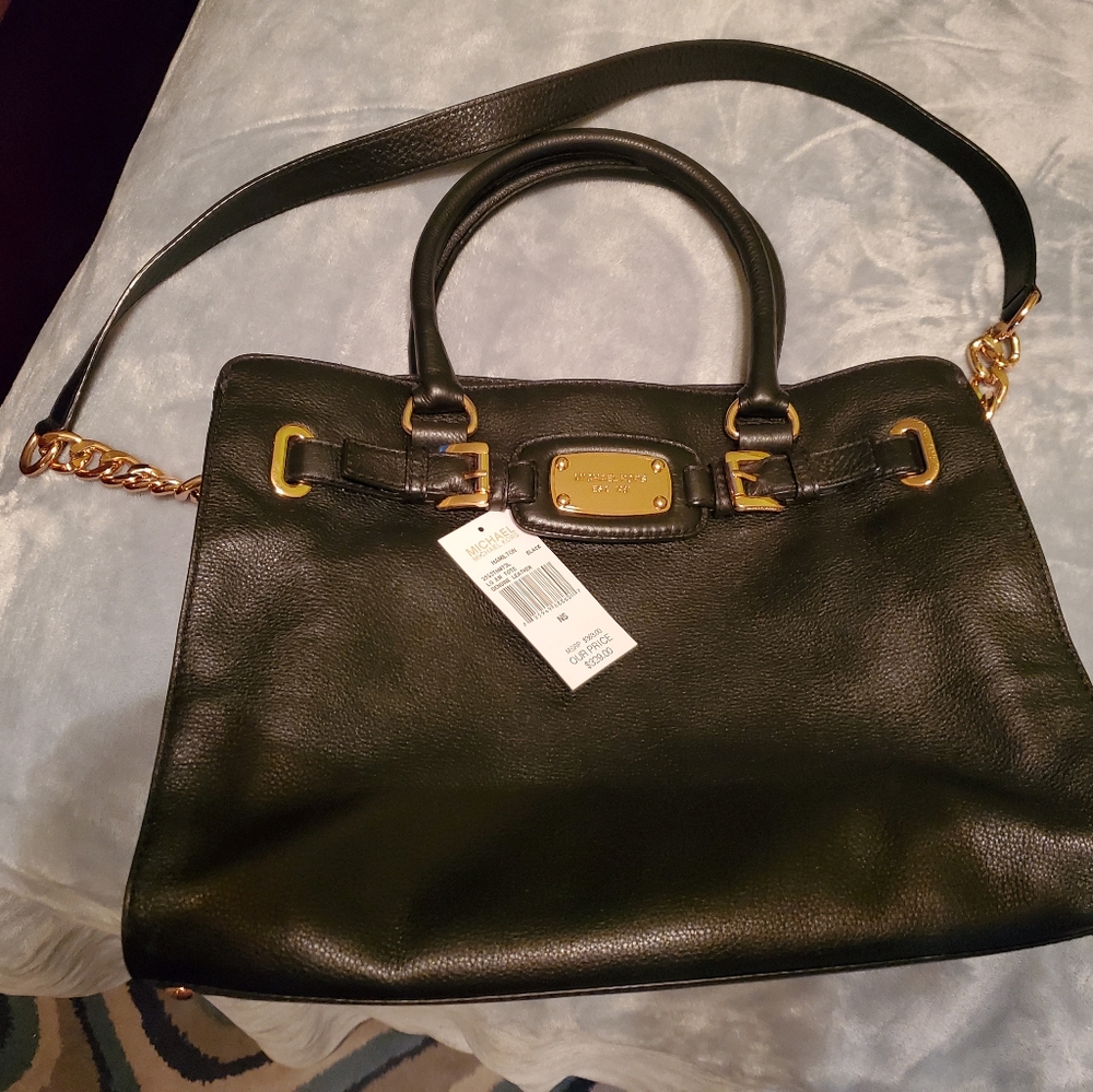 Michael Kors Hamilton Leather and Rose Gold Purse